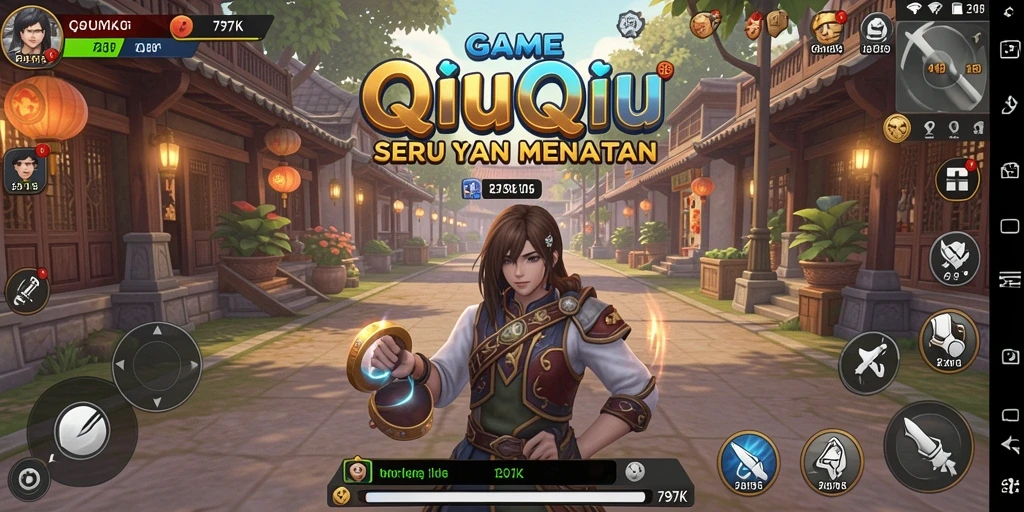Screenshot utama menampilkan aksi seru dalam permainan QiuQiu.