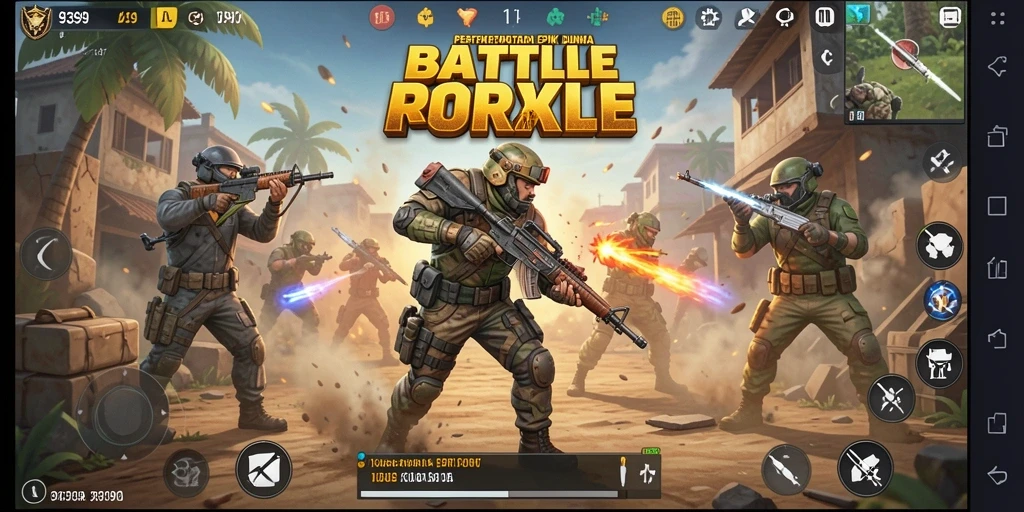 Tampilan permainan seru di 9399 dengan aksi Battle Royale yang mendebarkan.