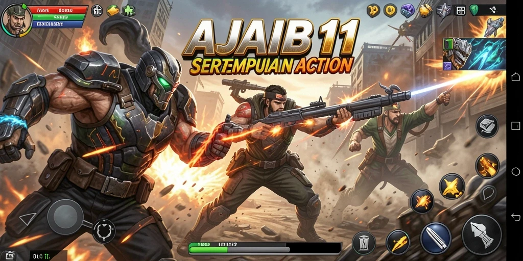 Screenshot gameplay AJAIB11 yang menunjukkan pertempuran aksi intens.