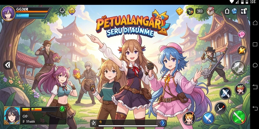 Tampilan gameplay seru di dunia Anime yang memukau.