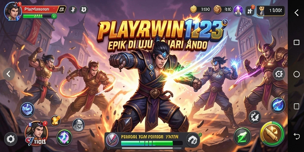 Tampilan gameplay mendebarkan di arena Fighting dengan karakter unik.