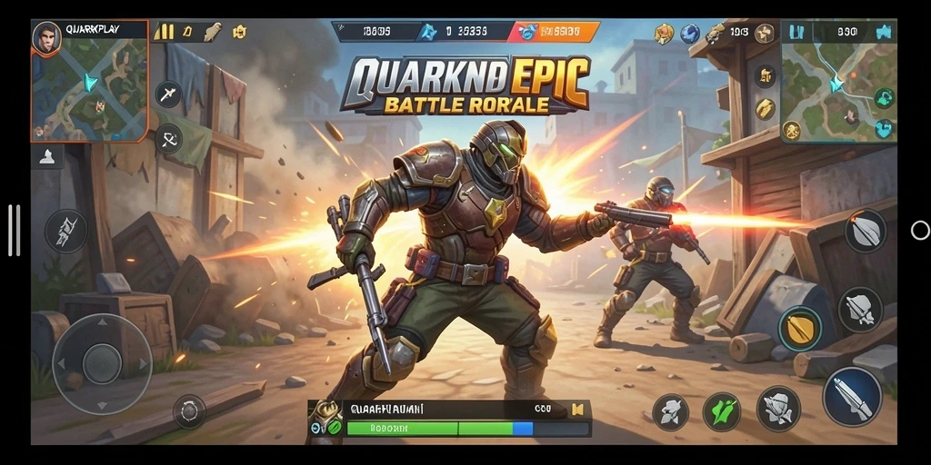 Screenshot menunjukkan aksi seru dalam permainan Battle Royale.