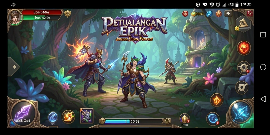 Tangkapan layar gameplay RP8 yang menampilkan pertempuran heroik dan eksplorasi dunia.