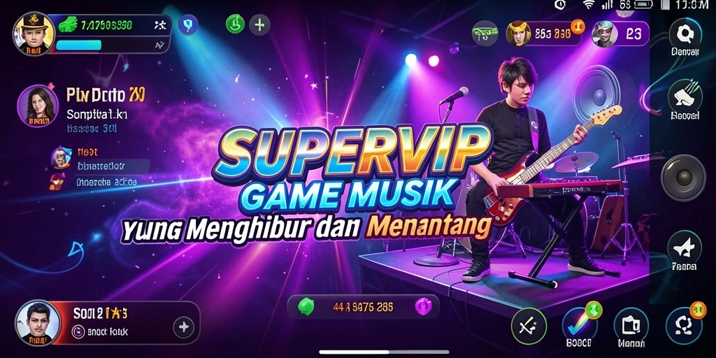 Tampilan gameplay SUPERVIP dengan keseruan menciptakan musik.